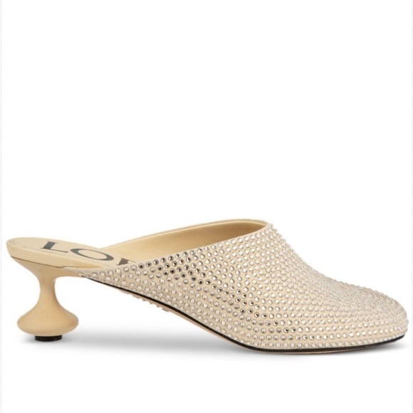 Loewe Petal Crystal Embellished Suede Mules - Picture 2 of 12